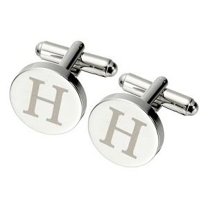 Unique Bargains Alphabet Copper Round Men Cuff Links - 1 of 4