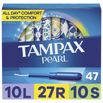 Tampax Pearl Tampons Trio Pack with Plastic Applicator and LeakGuard Braid - Light/Regular/Super Absorbency - Unscented