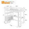 VINGLI Twin Loft Bed with L-Shaped Desk and 3 Storage Drawers, Solid Wood Single Gamer Bed with RGB LED Light Underneath,2 Charging Stations, White - 2 of 4