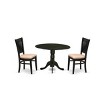 HomeStock 3-Piece Dining Table Set- 2 Wooden Chair with Linen Fabric Seat and Slatted Chair Back - Drop Leaves Modern Dining Room Table - Black Finish - 3 of 4