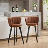 QingMoon 360° Swivel Bar Stools Set of 2, 26" Mid-Century Modern Barstools, Velvet Counter Height Chairs for Kitchen Island, Home Pub - 2 of 4