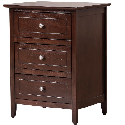 Daniel Cappuccino 3-Drawer Solid Wood Nightstand