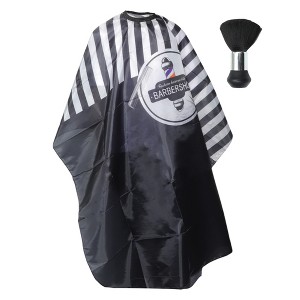 Unique Bargains Fashion Hair Cutting Cape with Brush 67.72"x57.09" Black White 1 Set - 1 of 4
