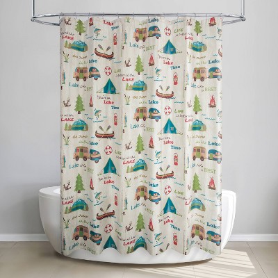 Lake Holiday Multicolor Polyester Microfiber Shower Curtain