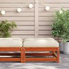 vidaXL Patio Footstool with Cushion Wax Brown Solid Wood Pine - 3 of 4