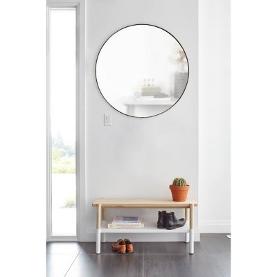 Elegant 34" Round Wall Mirror with Metallic Titanium Frame