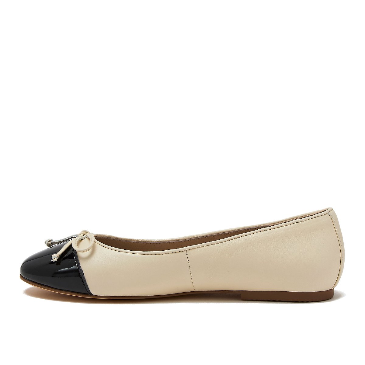 Женские кепки Lands' End Women's Essential Leather Toe Ballet Flats - 9 - Ivory/Black — фото 3
