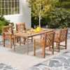 Tangkula 4 PCS Teak Wood Patio Dining Chair Outdoor Armchair w/ Slatted Seat & Solid Legs - 2 of 4
