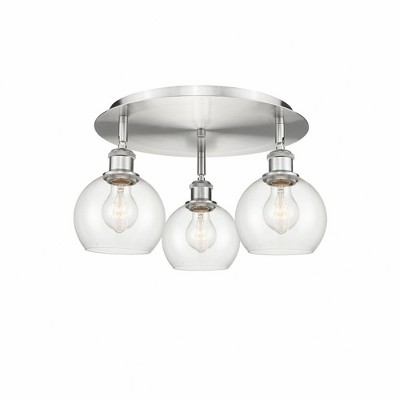 Athens - 3 Light Flush Mount In Industrial Style-8.63 Inches Tall and 17.75 Inches Wide