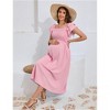 Clearlove Womens Maternity Flutter Short Sleeve Square Neck Summer Casual Dress Smocked Boho Maxi Dress Photoshoot Baby Shower - 3 of 4