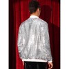 INSPIRE CHIC Men's Zipper Festival Disco Sparkly Sequin Baseball Bomber Jacket - 3 of 4