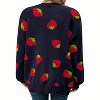 Women's Plus Size Cardigan Soft Print Long Sleeve Open Front Knit Sweaters - 3 of 4