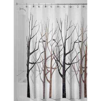 iDESIGN Forest Shower Curtains White/Brown