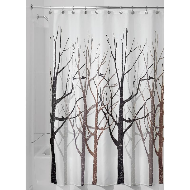 iDESIGN Forest Shower Curtains White/Brown, 1 of 6