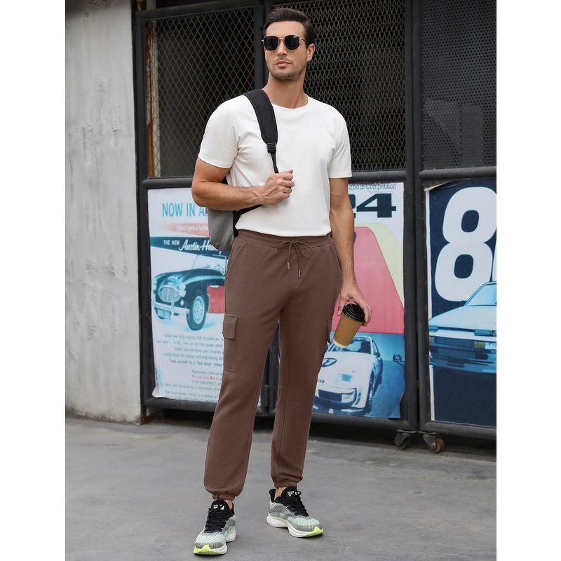 Mens Cargo Sweatpants Elastic Waist Drawstring Casual Lounge Running Athletic Joggers Pants with Pockets, 2 of 8