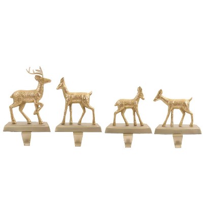 4pk Metal Deer Christmas Stocking Holder Brushed Brass - Wondershop™