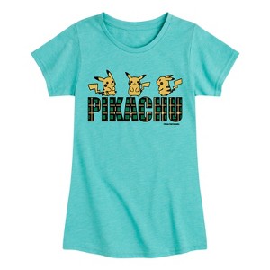 Girls' - Pokémon - Pikachu Plaid Logo Fitted Short Sleeve Graphic T-Shirt - 1 of 4