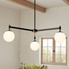 Rennnsan Loomsy 37" W 3 - Light Sputnik Globe Milk Glass Mid-Century Modern Dimmable Oversize Chandelier in Black - 4 of 4