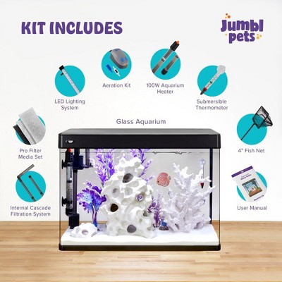 21 Gallon Premium Glass Fish Aquarium Kit with LED Lighting