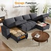 Dyonery Modular Sectional Sleeper Sofa with Pull Out Bed, U Shaped Sectional Sofa with USB Ports/Adjustable Backrest/2 Storage Seats - 2 of 4