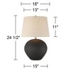 360 Lighting Paulo 24 1/2" High Pot Farmhouse Rustic Southwestern Table Lamp Matte Black Ceramic Single Beige Shade Living Room Bedroom Bedside - 4 of 4