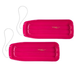 Lucky Bums Kids 48 Inch Single Person Plastic Snow Toboggan Sled for All Winter Conditions with Pull Rope for Children Ages 8 to 15, Pink (2 Pack) - 1 of 4