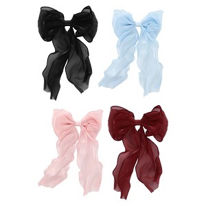 Unique Bargains Women's Cute Bow Hair Pins 10.24"x6.69"x0.79" 4 Pcs - 1 of 3
