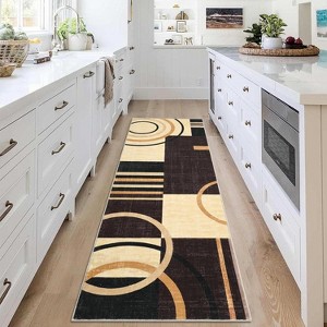 Modern Geometric Rugs, Machine Washable Low Pile Non-Slip Rugs, Modern Stain Resistant Indoor Rugs, Living Room, Bedroom - 1 of 4