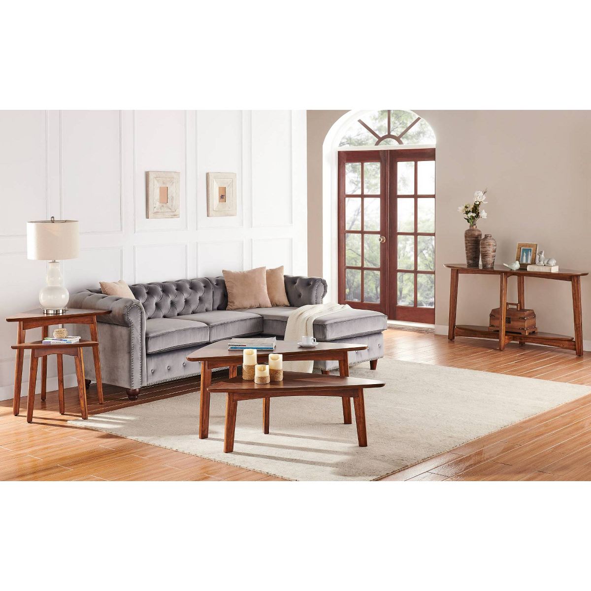 Monterey Console/Media Mid Century Modern Wood Table Chestnut - Alaterre - thumbnail 6