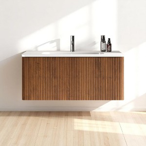 36" Floating Bathroom Vanity, Integrated Ceramic Sink, Push-Open Drawer & U-Shape Wall Fitting,Wall-Mounted MDF Vanity Cabinet - 1 of 4