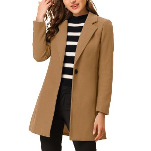 INSPIRE CHIC Women's Regular Fit Notched Lapel Long Sleeve Buttoned Classic Coat - 1 of 4