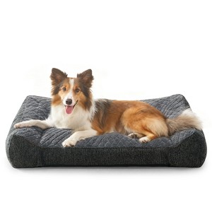 Luxury Orthopedic Dog Bed with Rabbit Fur Fleece, Double Mixed Shredded Foam Support, Machine Washable Pet Sofa - 1 of 4