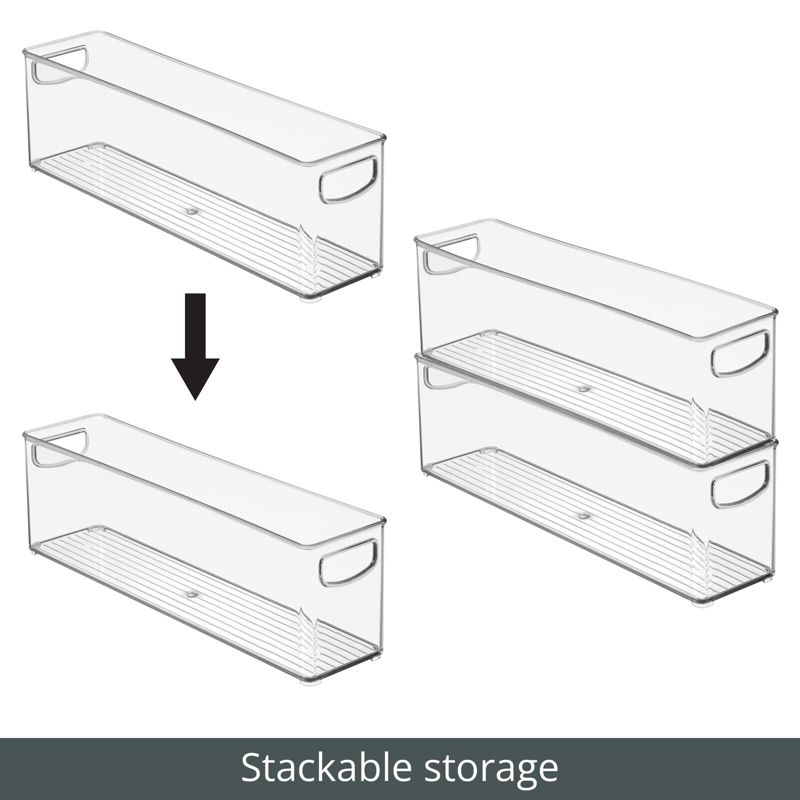 mDesign Plastic Stackable Kitchen Organizer Storage Bin with Handles, 3 of 7