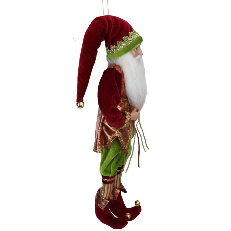 Northlight 18" Red and Green Poseable Whimsical Elf Hanging Christmas Ornament, 4 of 6
