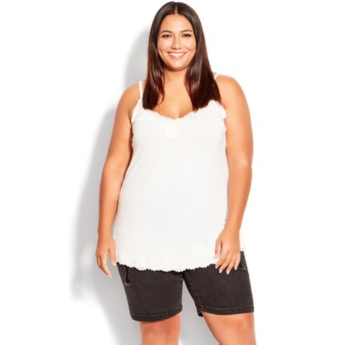 Women's Plus Size Lace Cami Top - White | Avenue : Target
