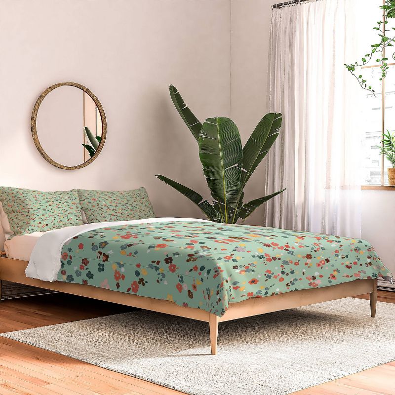 Ditsy Flowers Ninola Design Comforter Set Green/Red - Deny Designs, 3 of 5
