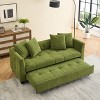 TiramisuBest 77.9-inch folding dual-purpose three-seater green flannel sofa that can be pulled out and turned into a bed, Modular Sectional - 3 of 4