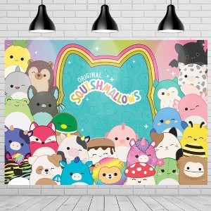 Treasures Gifted Squishmallows Backdrop - 4.3ft Tall x 6ft Photo Backdrop - Squishmallows Birthday Party Decorations - 1 of 4