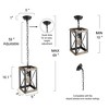 LNC Laius 1-Lights 9" Farmhouse Square Kitchen Island Pendant  Lights, Matte Black and Brown Wood - 3 of 4
