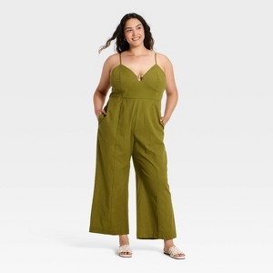 Women's Beaded Linen Jumpsuit - A New Day™ Green 3X : Target
