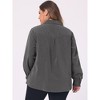 Agnes Orinda Women's Plus Size Business Casual Long Sleeve Denim Button-Down Shirts - 4 of 4
