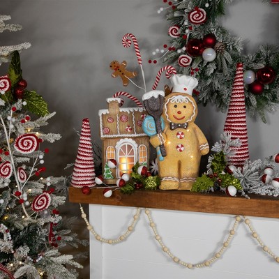 17.5" LED Lighted Gingerbread Snowman Chef Figurine