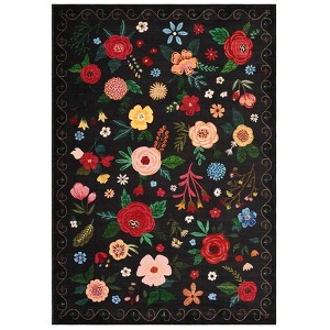 COZONY Vintage Floral Area Rug, Machine Washable Low Pile Carpet with Non-Slip Backing for Living Room & Bedroom - 1 of 4