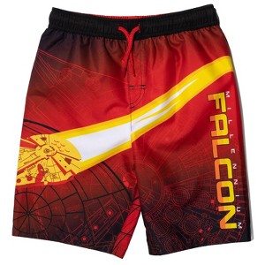 Star Wars The Mandalorian Star Wars The Child Millennium Falcon X-Wing Swim Trunks Bathing Suit Little Kid to Big Kid - 1 of 4