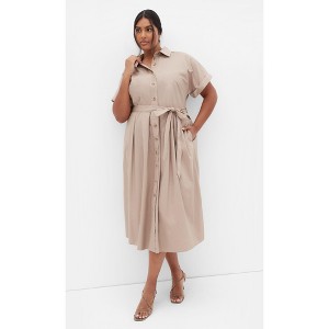 Women's Plus Size Elly Shirt Dress - ecru | CITY CHIC - 1 of 4