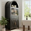 Arched Farmhouse Kitchen Pantry Cabinet with Glass Door & Adjustable Shelves, 71" Tall Cabinet for Dining Living Room-3irtyhousy - 2 of 4