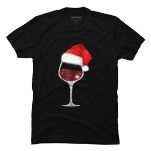 Men's Design By Humans Wine Glass Xmas Tee Christmas Wine lovers Santa Hat Gift T-Shirt By NekoShop T-Shirt - 1 of 4