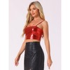 Allegra K Women's Spaghetti Strap Sleeveless Festival Party Clubwear Sparkly Shiny Metallic Crop Cami Top - 3 of 4