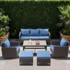 POCASSY 6 Pieces Patio Furniture Set, Steel Frame Brown Wicker Outdoor Furniture with 3-Seater Sofa Swivel Patio Chair Coffee Table and Ottoman - 2 of 4