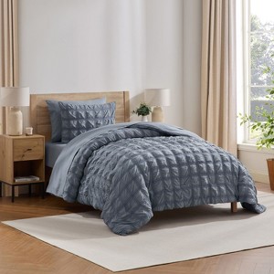 Nestl Bed in a Bag, 7pc Comforter Set Seersucker Design, Modern Comforter Sets with Sheets, Bed in a Bag Bed Set - 1 of 4
